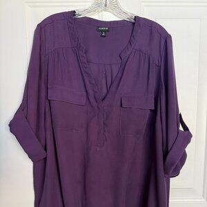 Torrid Women's Long Sleeve Purple Polyester Roll tab Sleeve Shirt, Size: 2, EUC